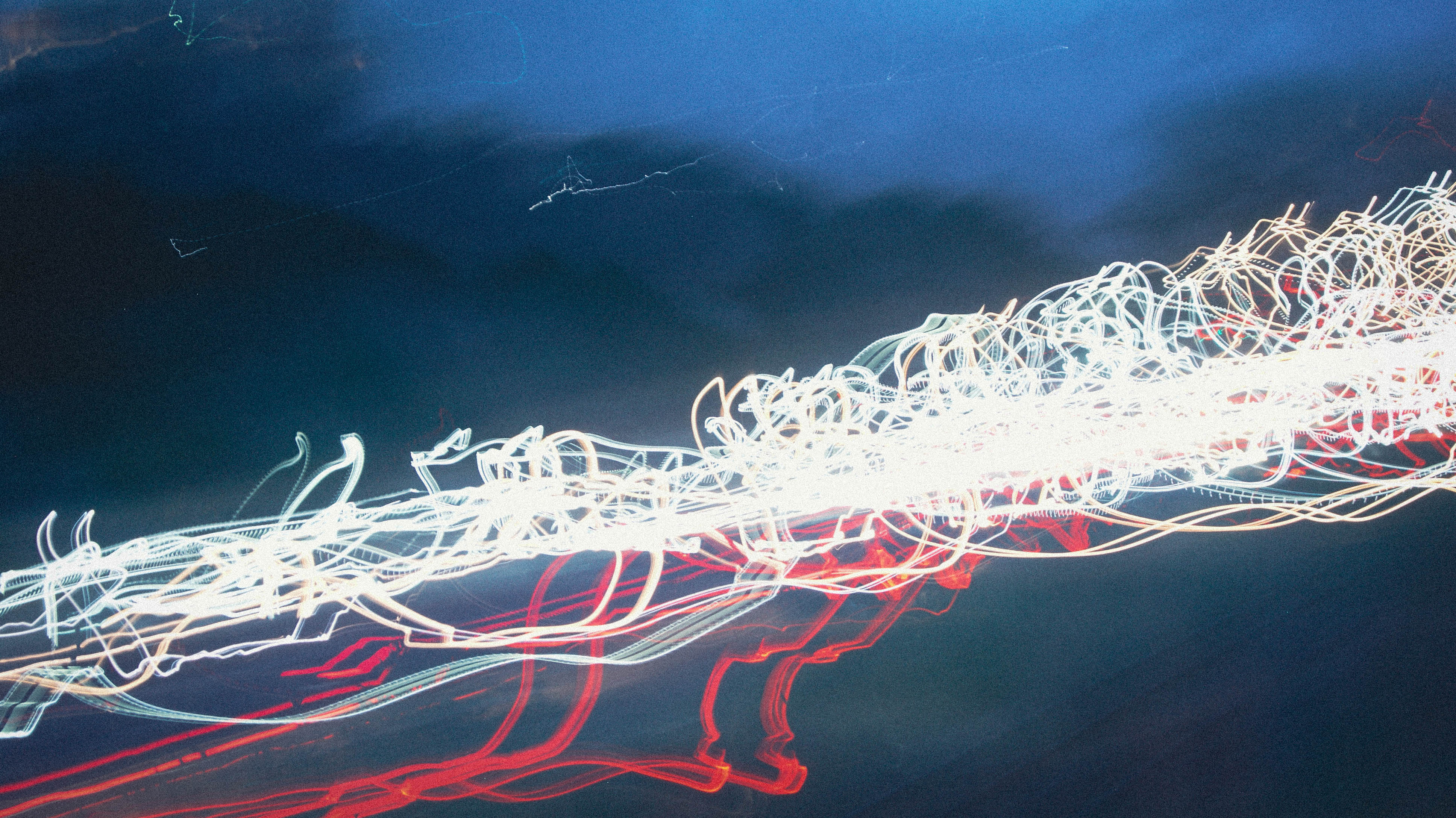 abstract long exposure photograph of cars