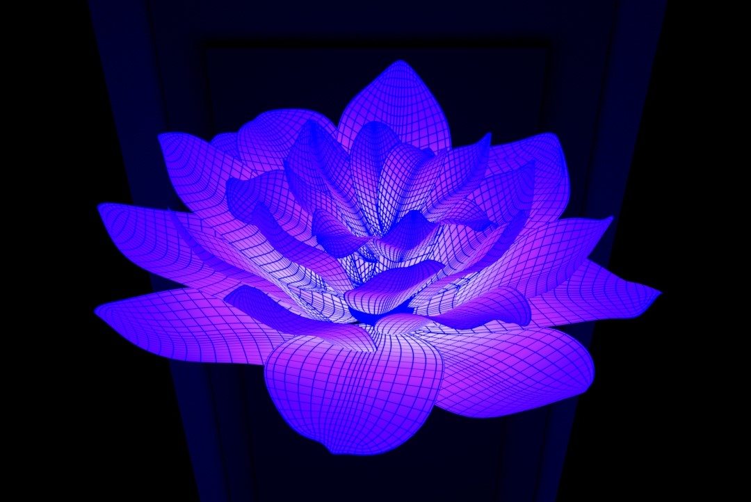 a flower made in 3d with apparent wireframe